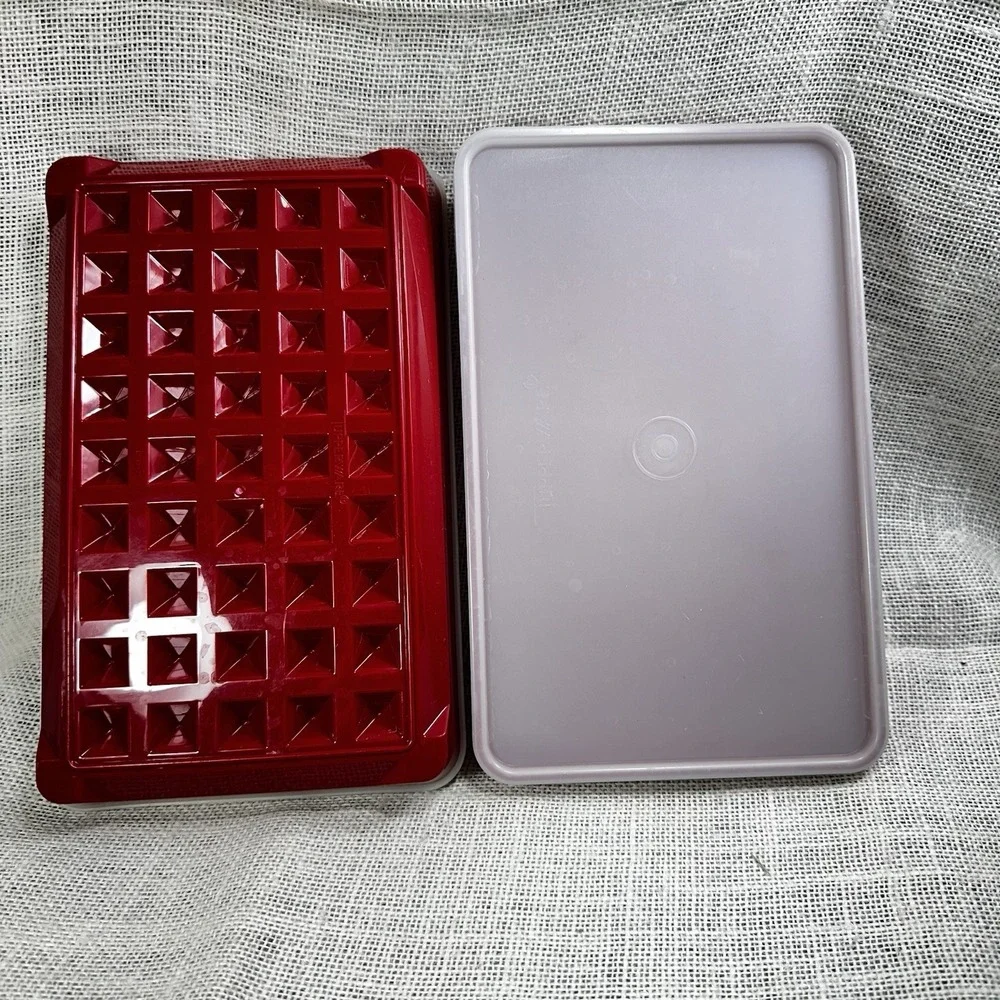 Tupperware Bacon Keeper Meat Keeper Set Orange Rust Red Refrigerator Storage